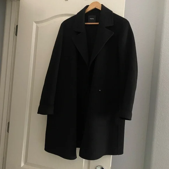 Theory Boy Coat Winsome 2 black wool/cashmere coat S - Picture 1 of 6